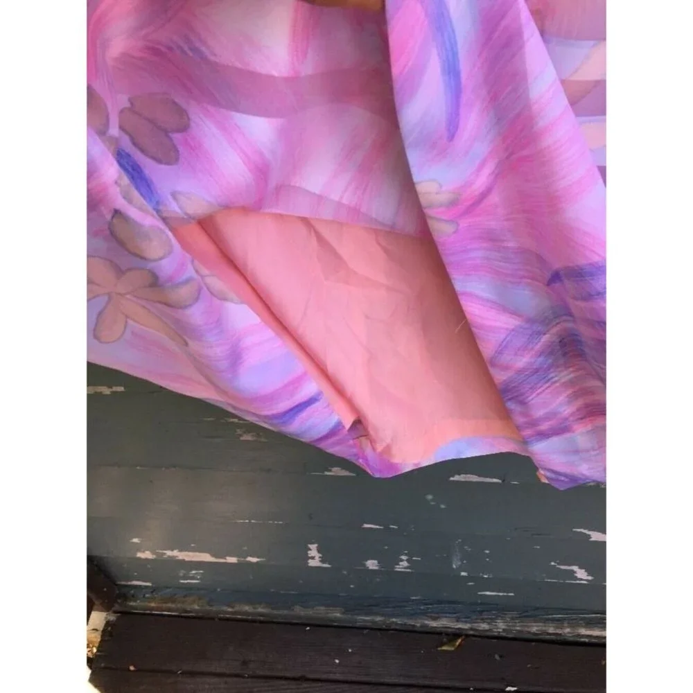 Vintage Designer DON LUIS Dress FLOWING OVERDRESS Chiffon Pastel Spain 60's